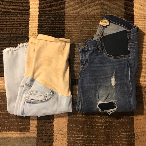 Distressed Motherhood Maternity skinny jeans - Picture 1 of 8